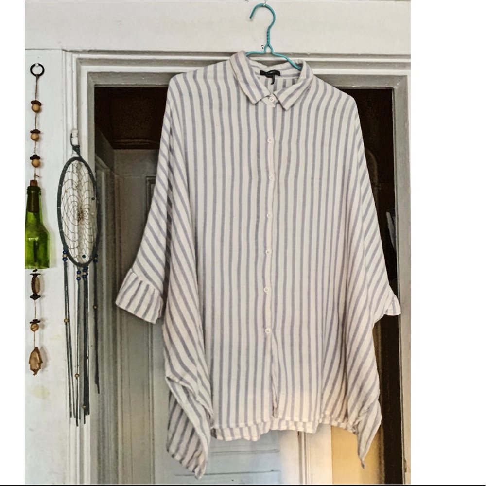 &Merci - Oversized Linen Striped Button Down